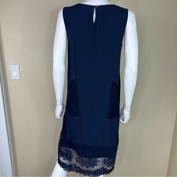 Soft Surrounding Dress Sz SP Navy Blue Suri Lace Embroidered Sleeveless Midi - Picture 6 of 14